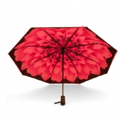 Pink double canopy auto compact folding umbrella