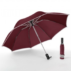 Inverted Compact Umbrella Reverse Travel Umbrella with Reflective Stripe