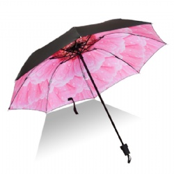 Blue Sky and White Cloud Cheap Classic 3 Fold Compact Umbrella Full Color Printing For Lady