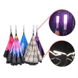 LED Inverted Umbrella Reverse Umbrella with Flashlight Handle