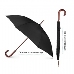 Auto Open Wooden Handle J Stick Umbrella