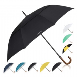 Wooden J-Handle Umbrella,Classic and UV-Protection Versions, Large Windproof Stick Umbrella, Auto Open Men Women Golf Umbrella